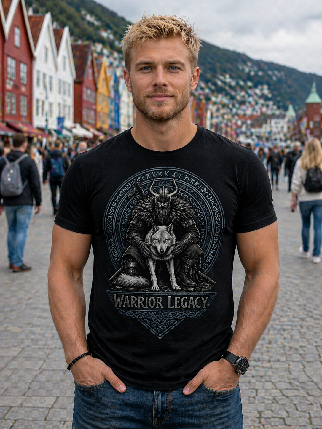 TRIBO Unisex WARRIOR LEGACY - VIKING WOLF tee shirt - Image 2